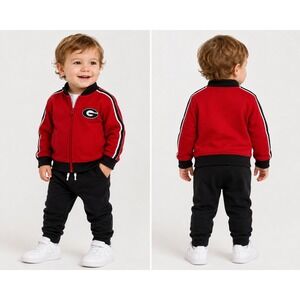 NCAA Georgia Bulldogs Outerstuff Red Full Zip Fleece Jacket Baby Size 24 Months